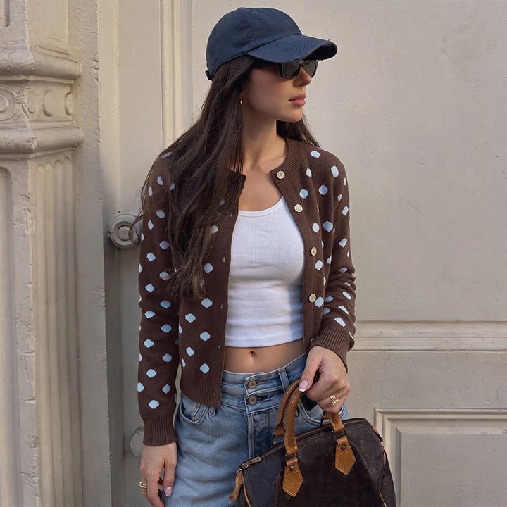 Women's patterned knit cardigan with button details Mune Fashion