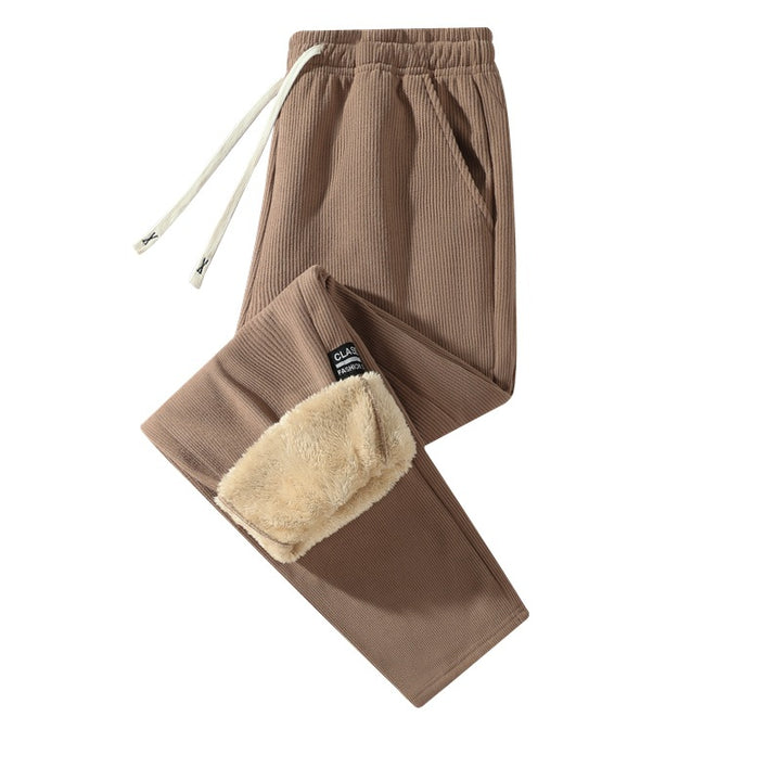 Women's Padded Corduroy Jogging Pants with Teddy Lining, Drawstring Waist & Side Pockets Mune Fashion