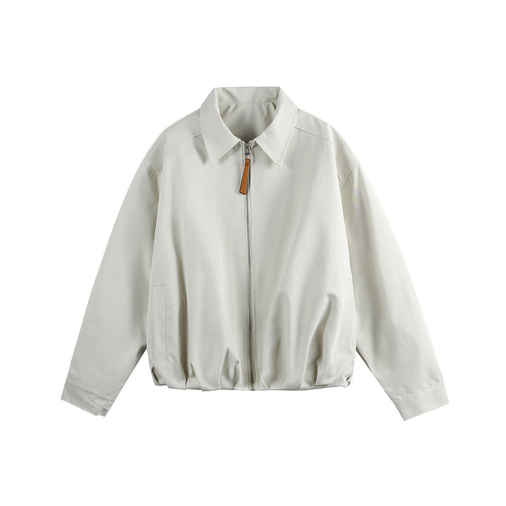Unisex Short Blouson in Boxy Cut with Shirt Collar and Gathered Hem Mune Fashion