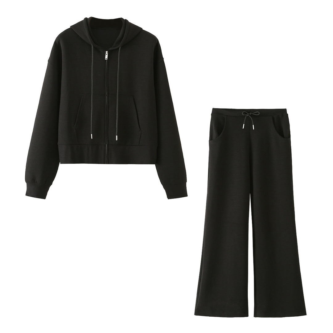 Ladies Wide Lounge Pants with High Waist, Drawstring and Side Pockets Mune Fashion