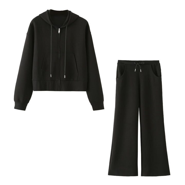 Ladies Wide Lounge Pants with High Waist, Drawstring and Side Pockets Mune Fashion