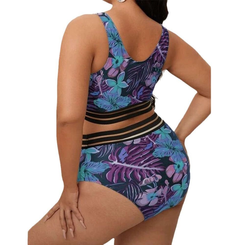 Women's Colorful Patterned Bikini with Wide Underbust Band Mune Fashion