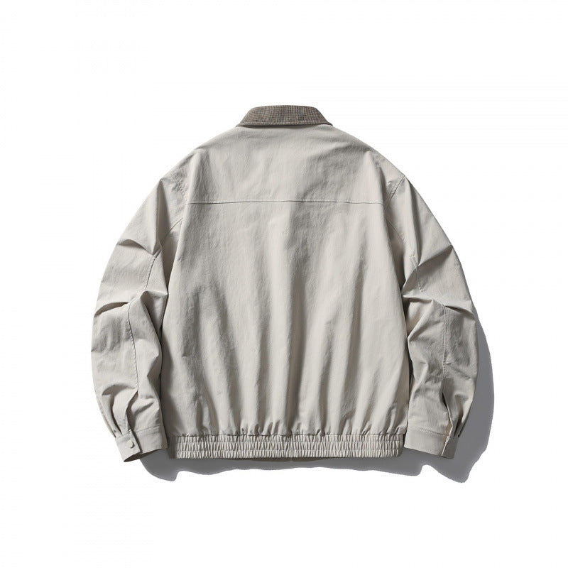 Men's Lightweight Harrington Jacket with Cord Collar and Elastic Hem Mune Fashion