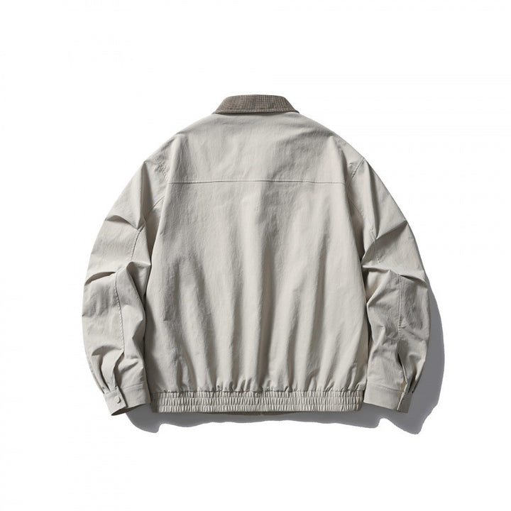 Men's Lightweight Harrington Jacket with Cord Collar and Elastic Hem Mune Fashion