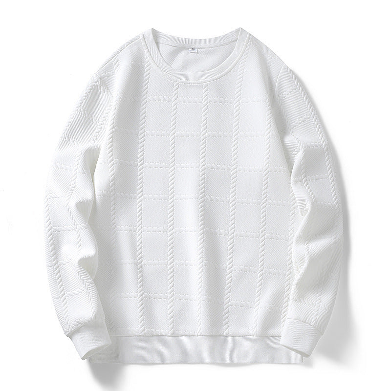 Men's finely structured round neck knitted pullover with check pattern and casual cut Mune Fashion