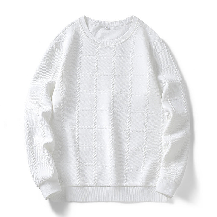 Men's finely structured round neck knitted pullover with check pattern and casual cut Mune Fashion