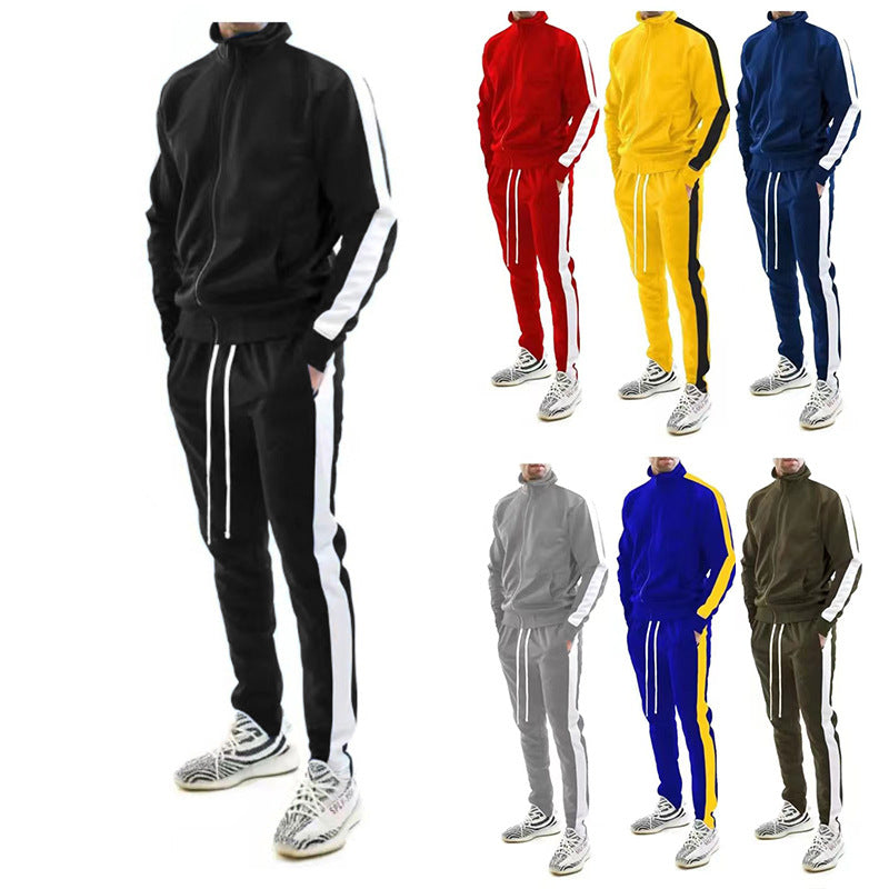 Men's slim training set with stand-up collar, zip jacket and fitted drawstring jogger Mune Fashion