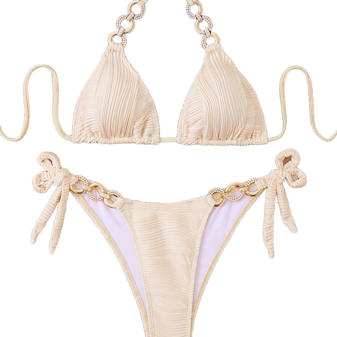 Ladies triangle bikini with refined ruffle design and high-quality ring details Mune Fashion