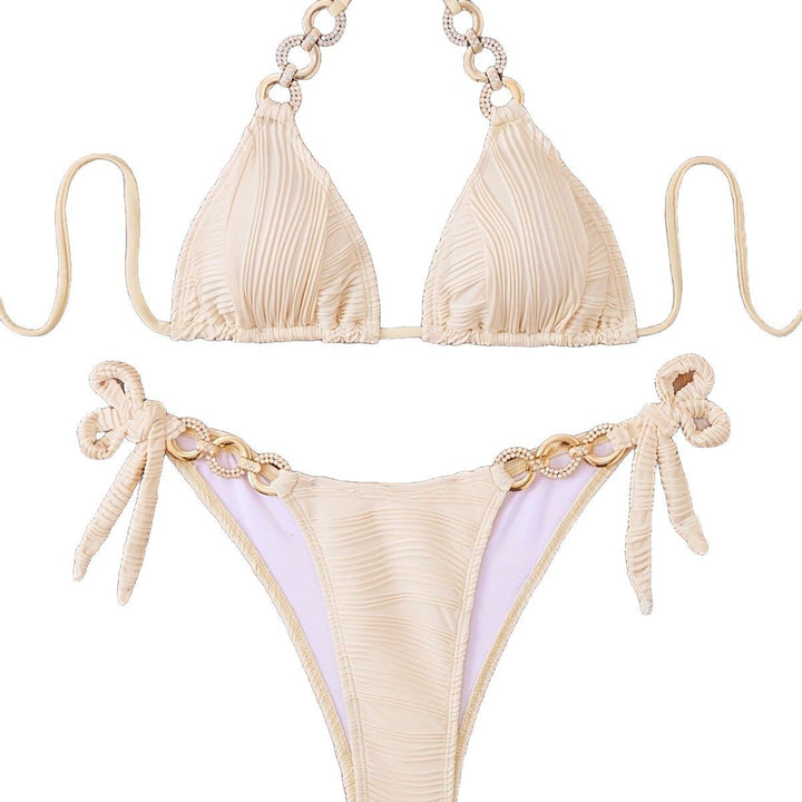 Ladies triangle bikini with refined ruffle design and high-quality ring details Mune Fashion