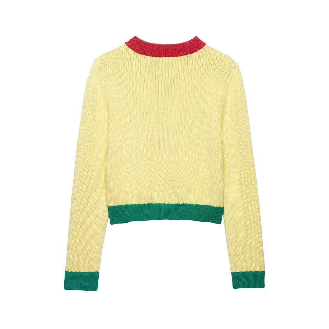 Women's Short Cardigan with Contrast Trim and Decorative Chest Pockets Mune Fashion