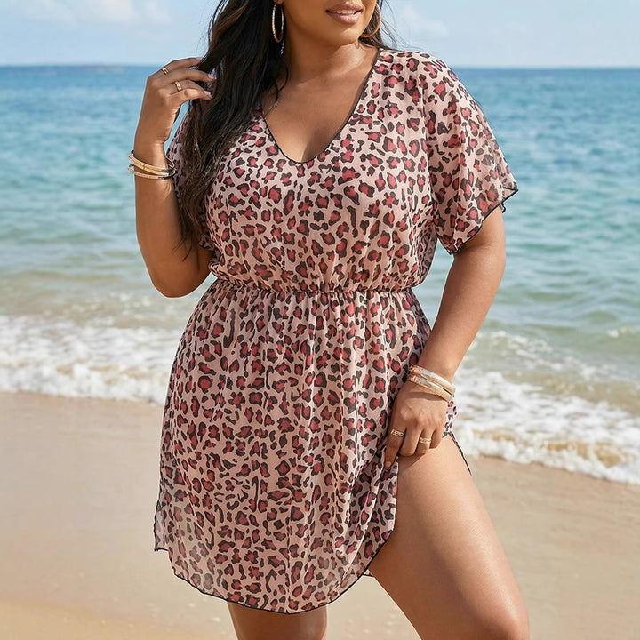 Women's airy beach cover-up with floral animal print Mune Fashion