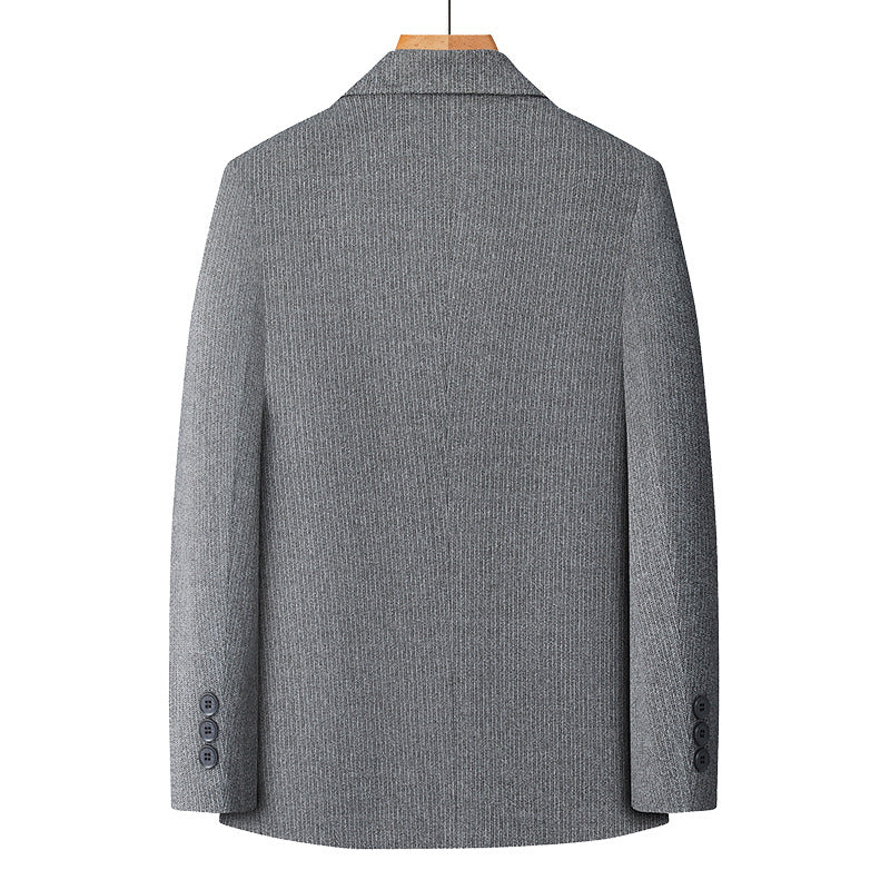 Men Half-lined Structured Blazer with fine Pinstripe Look and Two-button Silhouette Mune Fashion