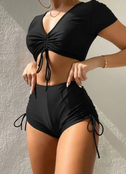 Women’s Sporty Bikini Set with Fashionable Gathering Mune Fashion