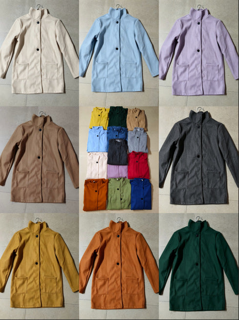 Unisex nan lighter transitional coat with stand-up collar, concealed button placket and patch pockets Mune Fashion