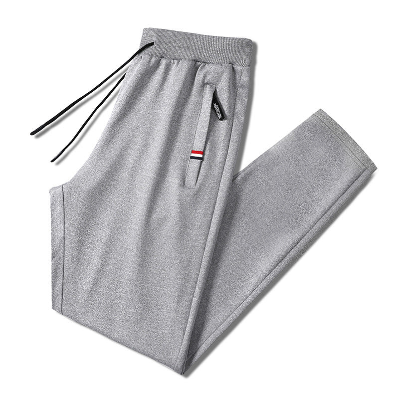 Men's Slim-Fit Jogging Pants with Elastic Ribbed Waistband, Drawstring and Zipper Pockets Mune Fashion