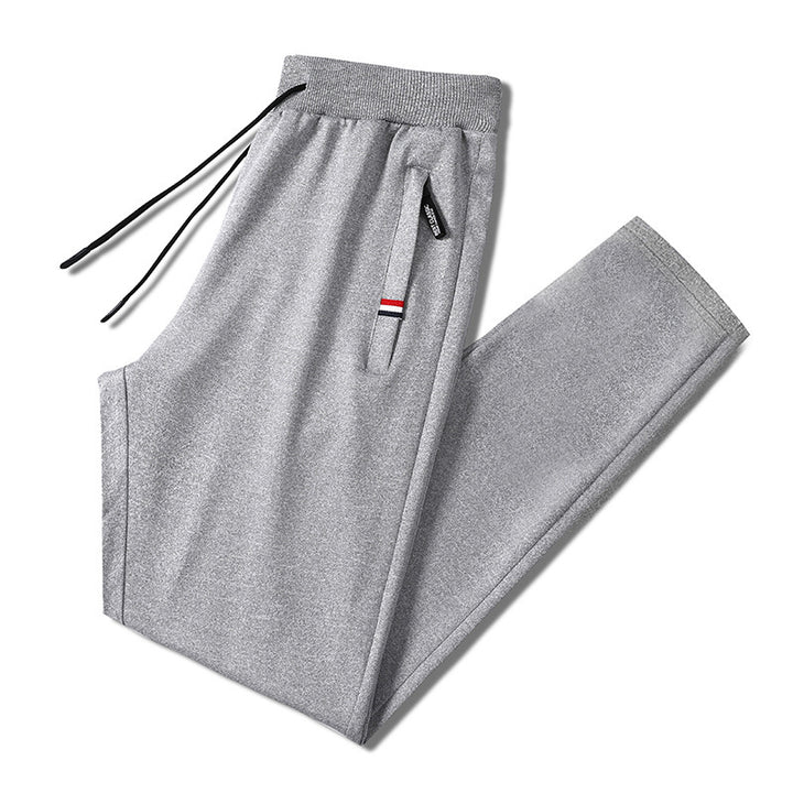 Men's Slim-Fit Jogging Pants with Elastic Ribbed Waistband, Drawstring and Zipper Pockets Mune Fashion