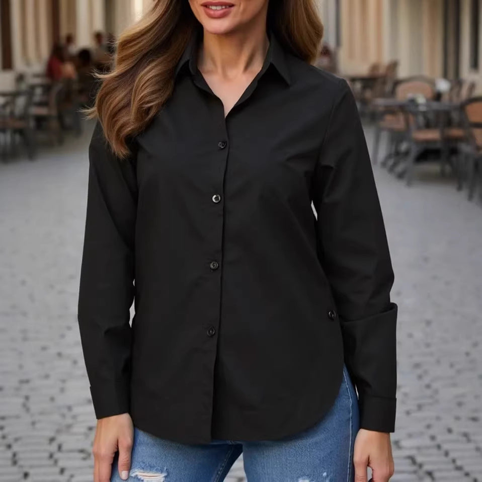 Women's Elegant Cotton Blouse with Button Details