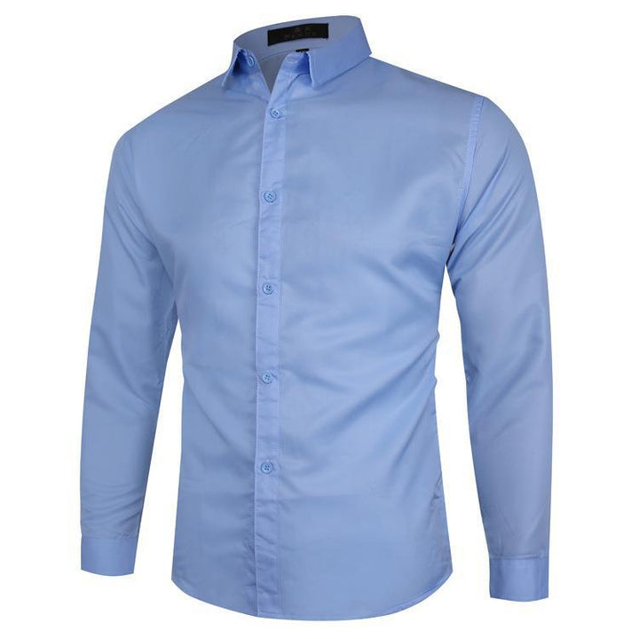 Men's Slim-Fit Business Shirt with Kent Collar Stretch Comfort and Easy-Care Cotton Blend Mune Fashion