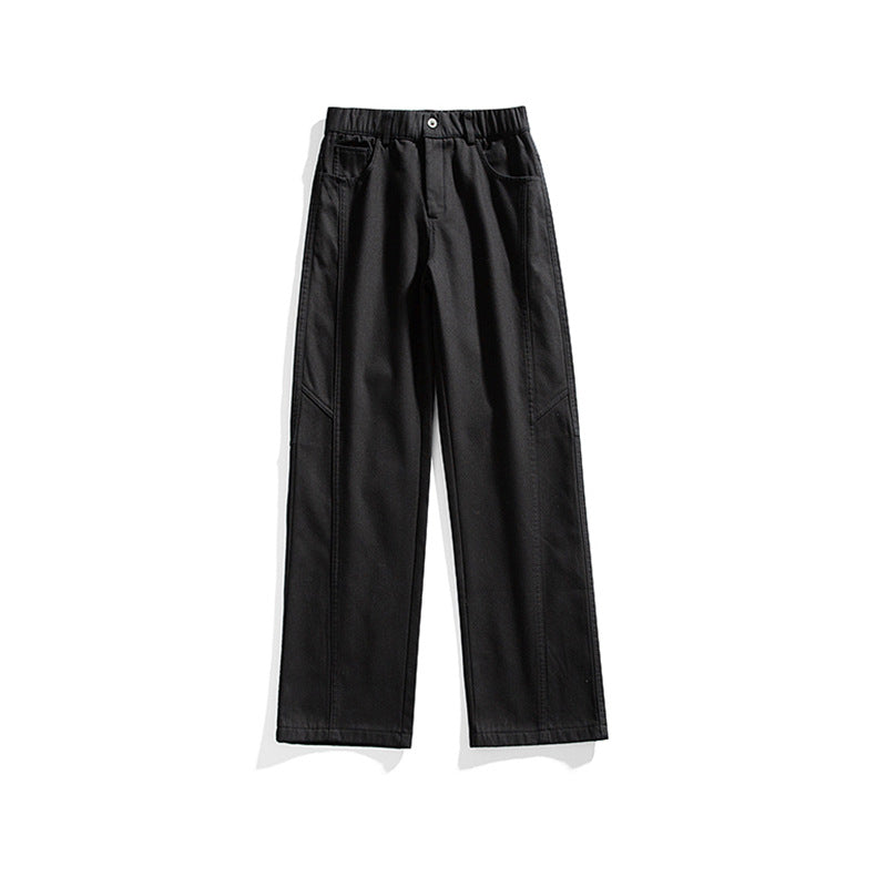 Herren Gerade geschnittene Utility-Hose mit elastischem Bund und markanten Ziernähten Mune Fashion