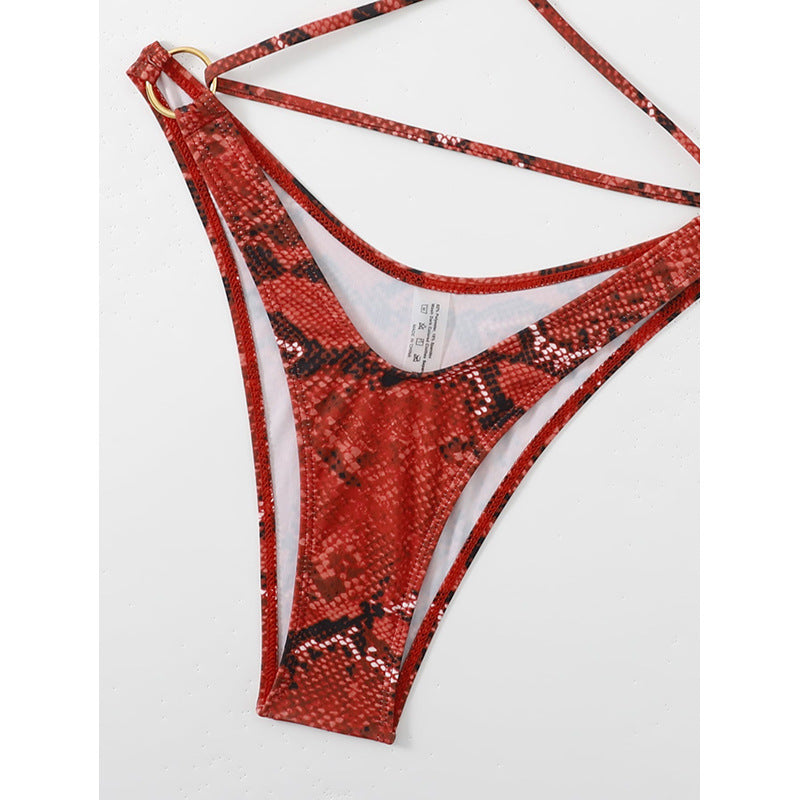 Women's triangle bikini set with sophisticated wrap design and decorative tie knots Mune Fashion