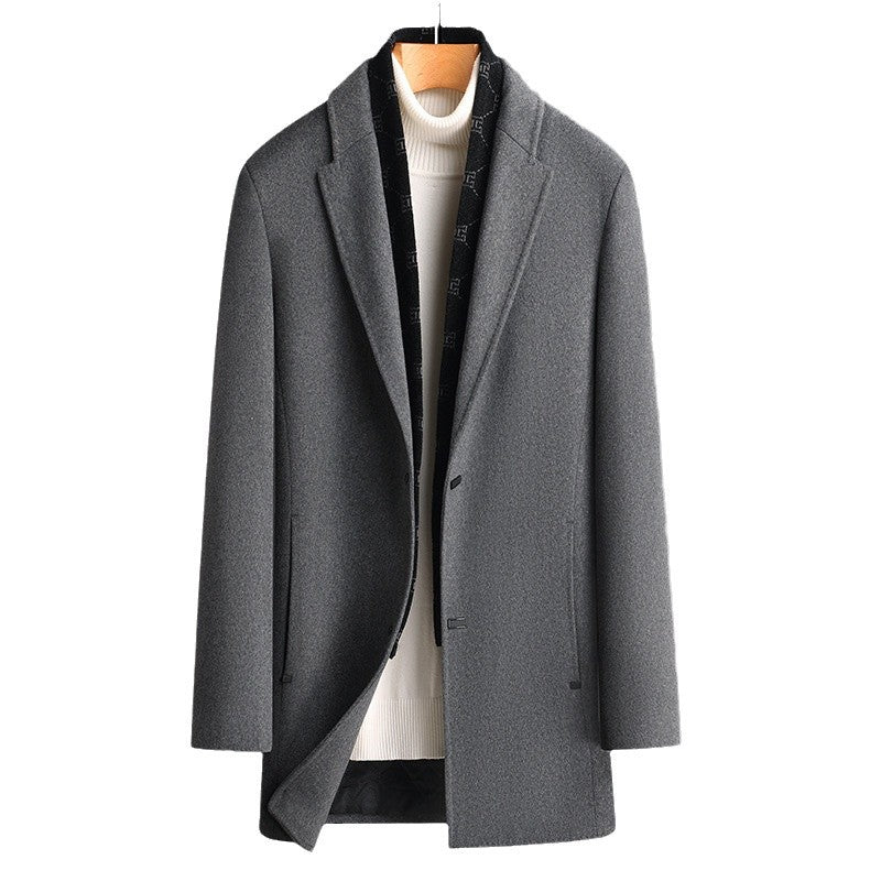 Men's short coat made of high-quality wool blend with subtle interior lining and slim fit Mune Fashion