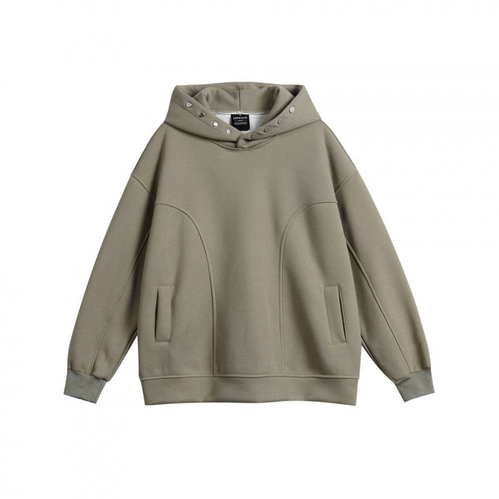 Unisex Oversize Hoodie made of mélange cotton blend with stud embellishments and seam details Mune Fashion
