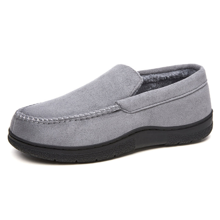 Men's non-insulated moccasin house slipper with teddy lining, soft microfiber surface, and non-slip profiled rubber sole Mune Fashion