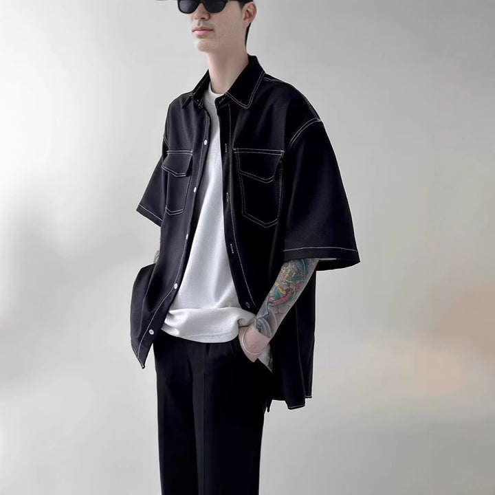 Men's Fashionable Oversized Short Sleeve Shirt Mune Fashion