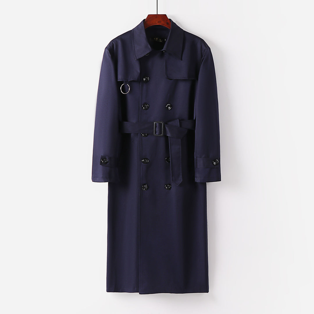 Men's Double-Breasted Lightweight Trench Coat with Waist Belt Mune Fashion
