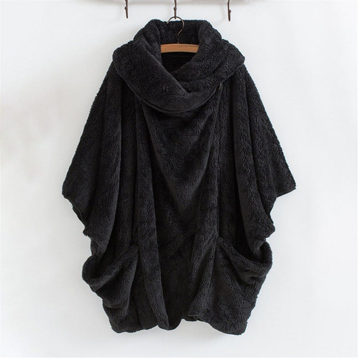 Women Oversize Cozy Poncho with large funnel neck and kangaroo pockets Mune Fashion