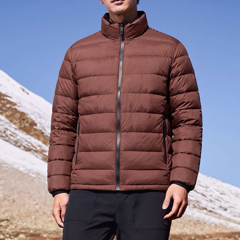 Men's ultralight compact quilted jacket with thermal filling, stand-up collar & water-repellent cover Mune Fashion