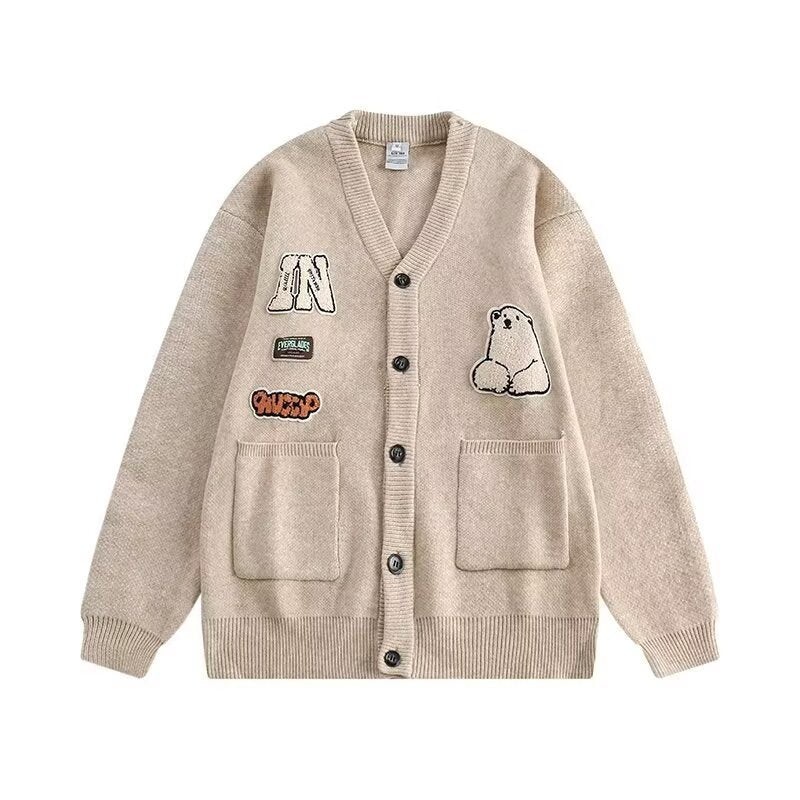 Women's Cozy Cardigan with Colorful Applications Mune Fashion