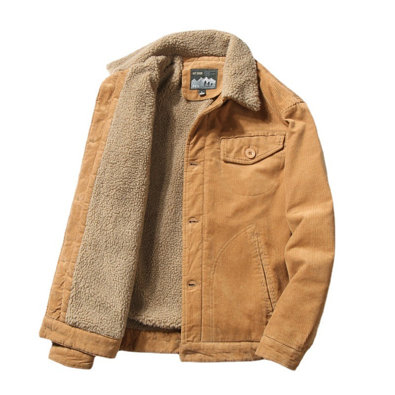 Men's cord jacket with full Sherpa lining and shirt collar Mune Fashion