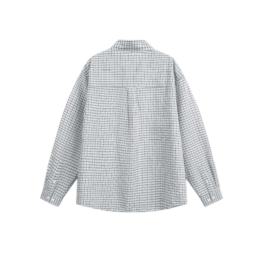 Unisex Relaxed-Fit Cotton Blend Check Shirt with Chest Pocket and Fine Mesh Structure Mune Fashion
