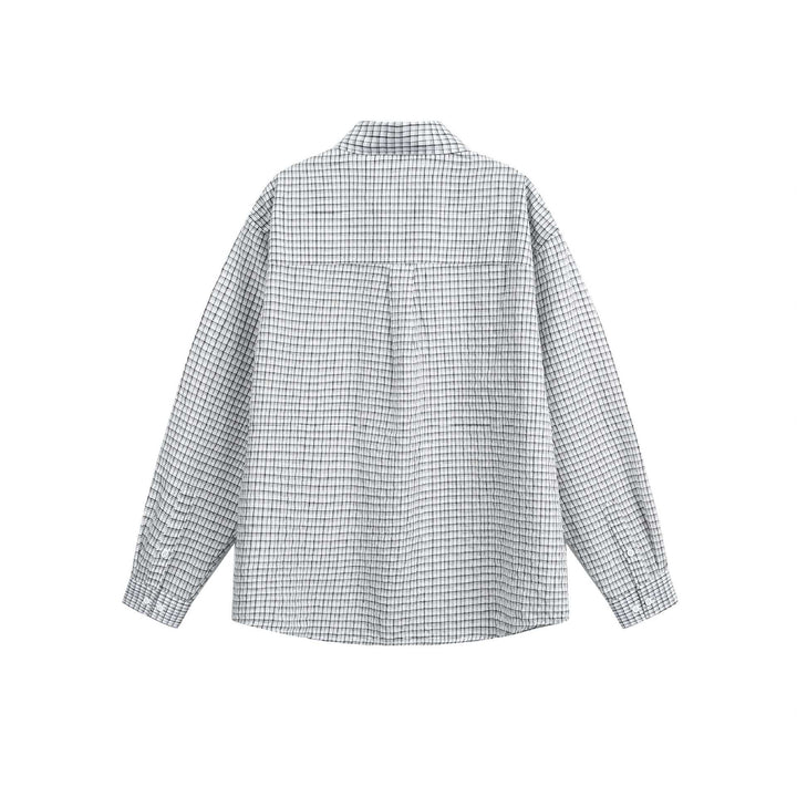 Unisex Relaxed-Fit Cotton Blend Check Shirt with Chest Pocket and Fine Mesh Structure Mune Fashion