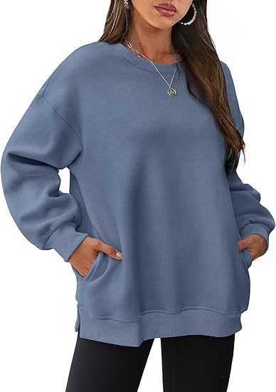 Women’s casual oversized sweatshirt with side pockets, ribbed hem, and dropped shoulder Mune Fashion