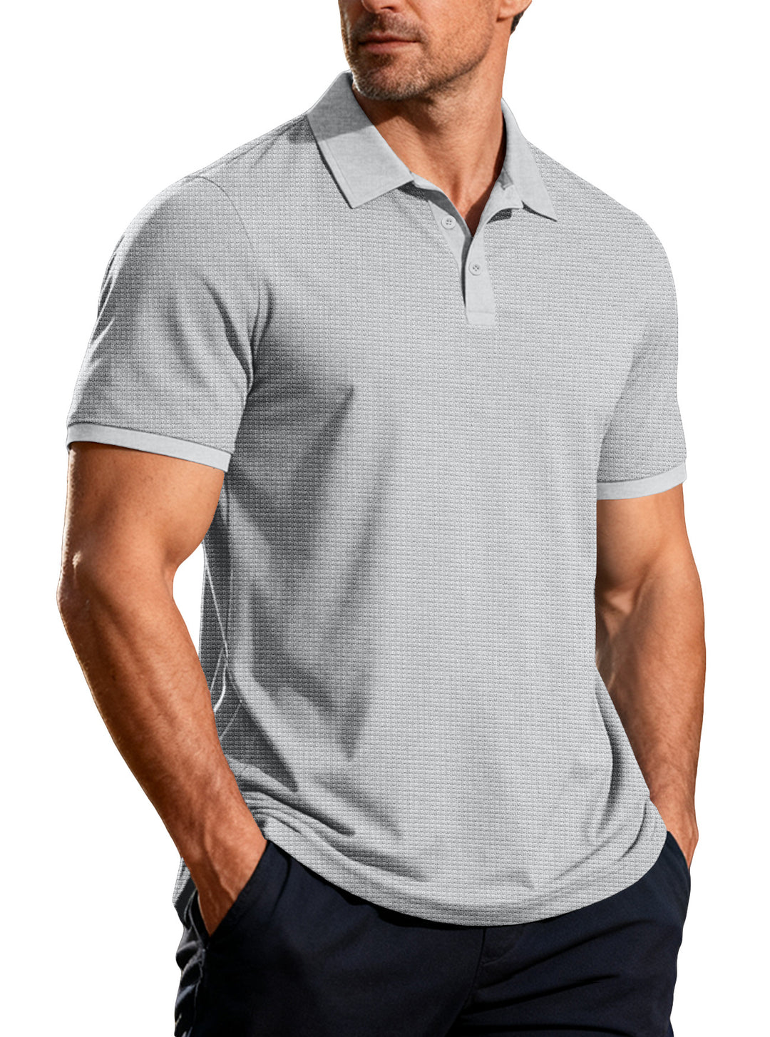 Men's structured pique short-sleeve polo shirt with shirt collar Mune Fashion