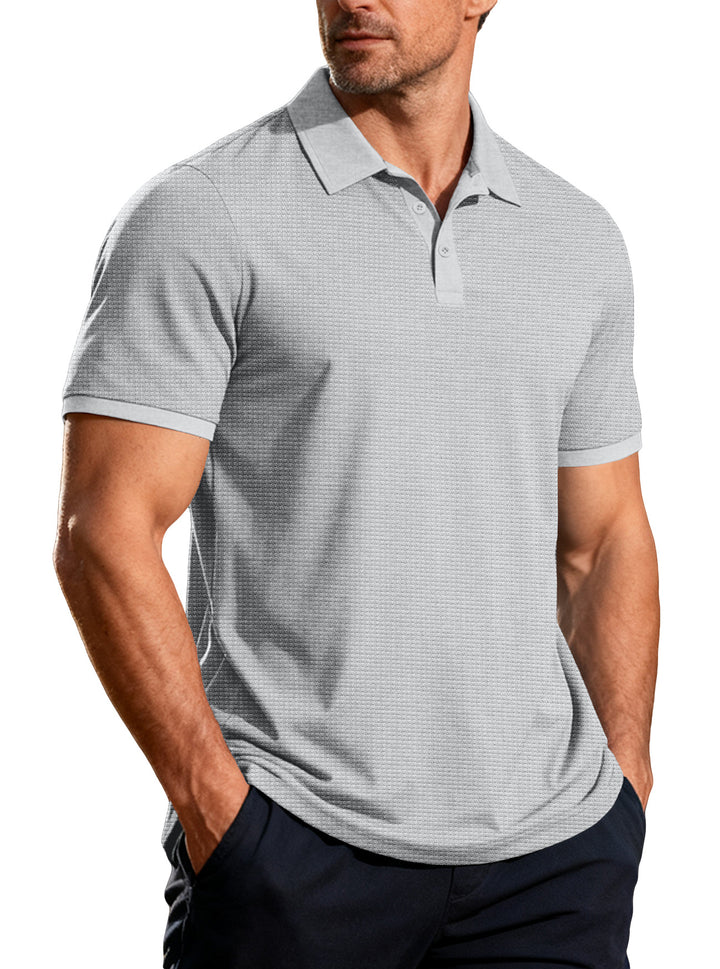 Men's structured pique short-sleeve polo shirt with shirt collar Mune Fashion