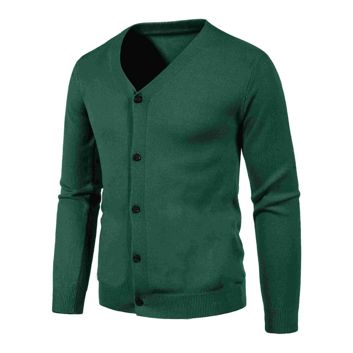 Men's fine knit cardigan with V-neck, slim fit and button placket Mune Fashion