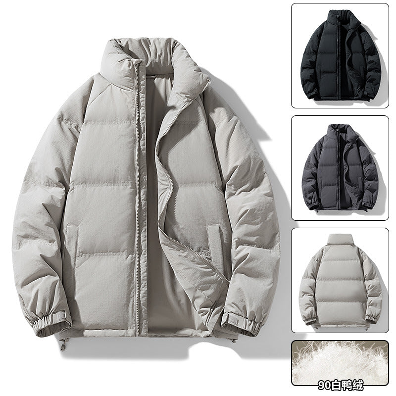 Men's padded down winter jacket with high stand-up collar and adjustable hem Mune Fashion