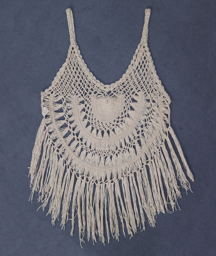 Women's crocheted beach poncho with fringes Mune Fashion