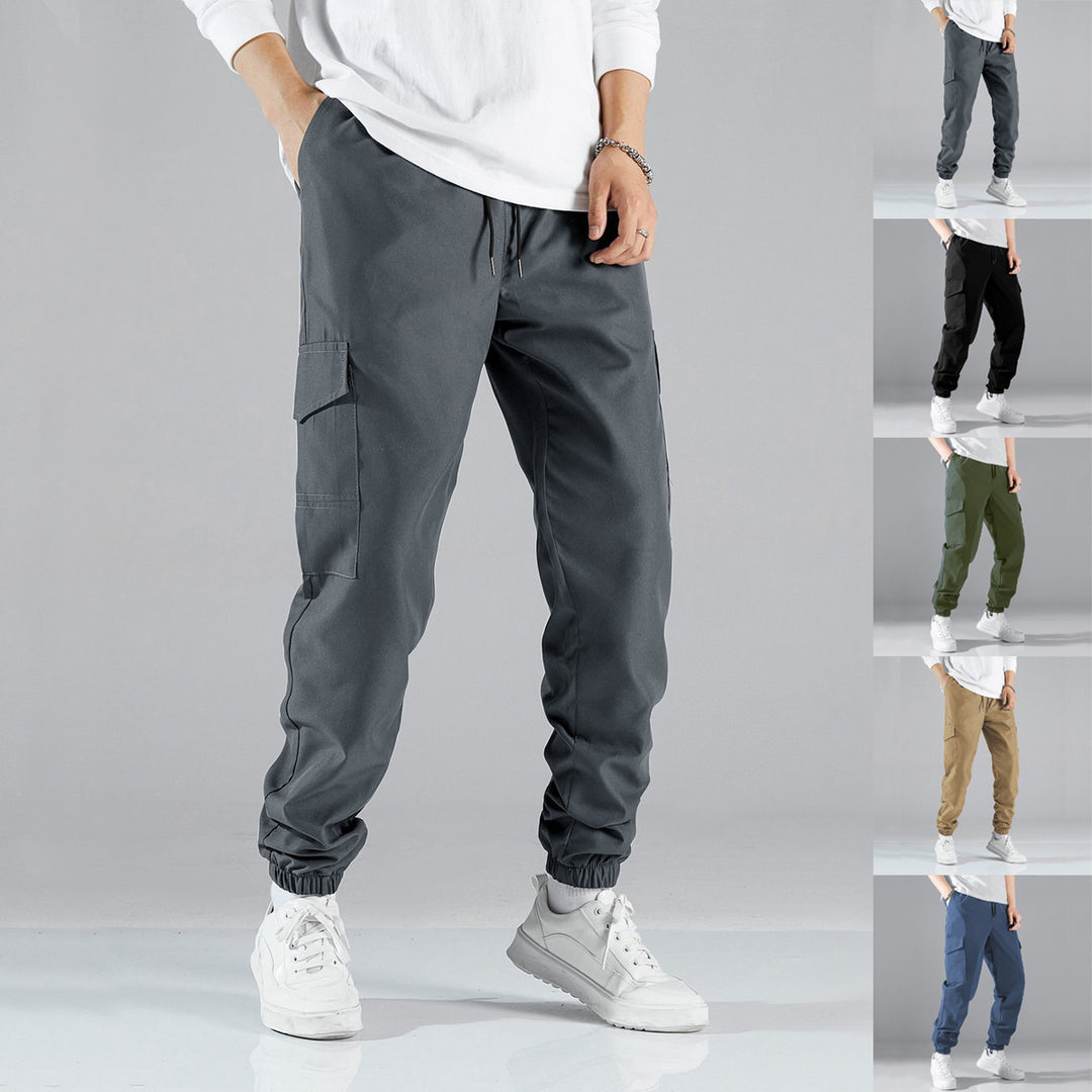 Men's Cargo Jogging Pants with elastic tunnel drawstring waistband and patch flap pockets Mune Fashion
