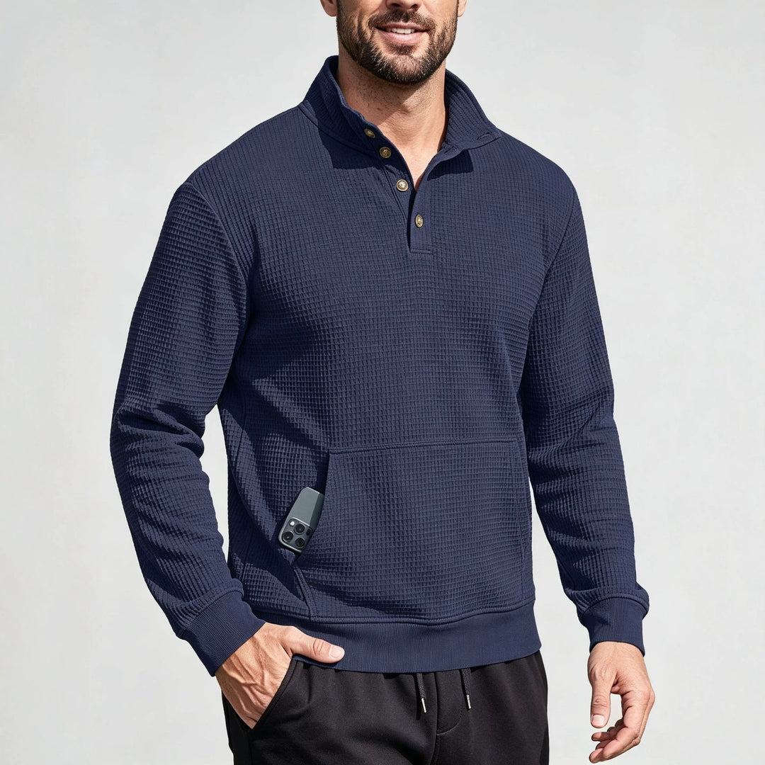 Men's Fashion Sports Sweater with Button Placket