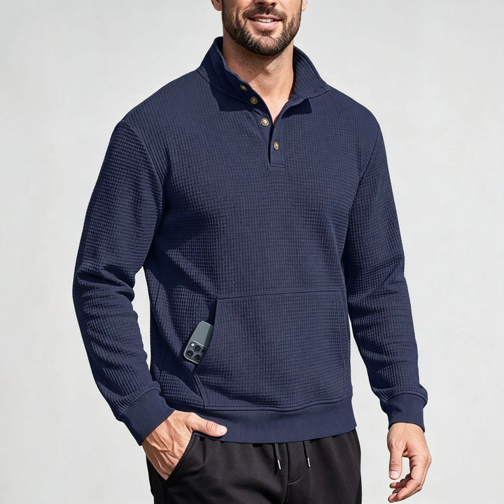 Men's Fashion Sports Sweater with Button Placket