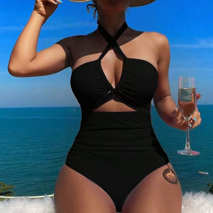Ladies High-cut Monokini with sophisticated cross-design Mune Fashion
