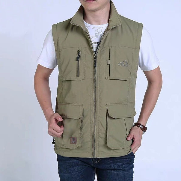 Men's Multifunctional Outdoor Vest with Mesh Lining, Zipper Pockets and Adjustable Hem Mune Fashion