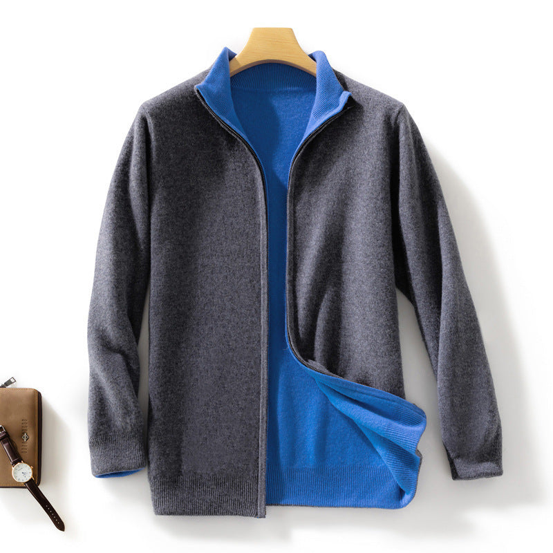 Women Short-Cut Zip Knitted Cardigan with Stand-Up Collar and Cashmere-Like Softness Mune Fashion