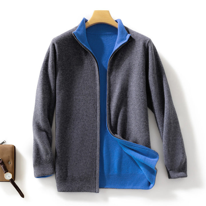 Women Short-Cut Zip Knitted Cardigan with Stand-Up Collar and Cashmere-Like Softness Mune Fashion