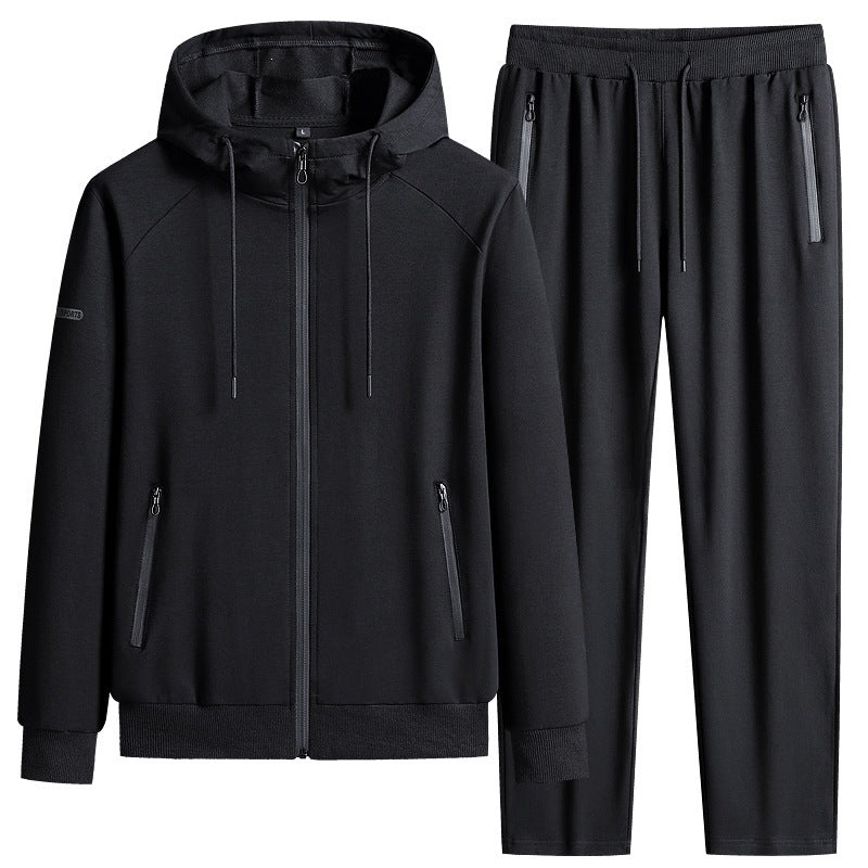Men's Sporty Softshell Training Suit Set with Fleece-Lined Jacket and Tapered Jogging Pants Mune Fashion