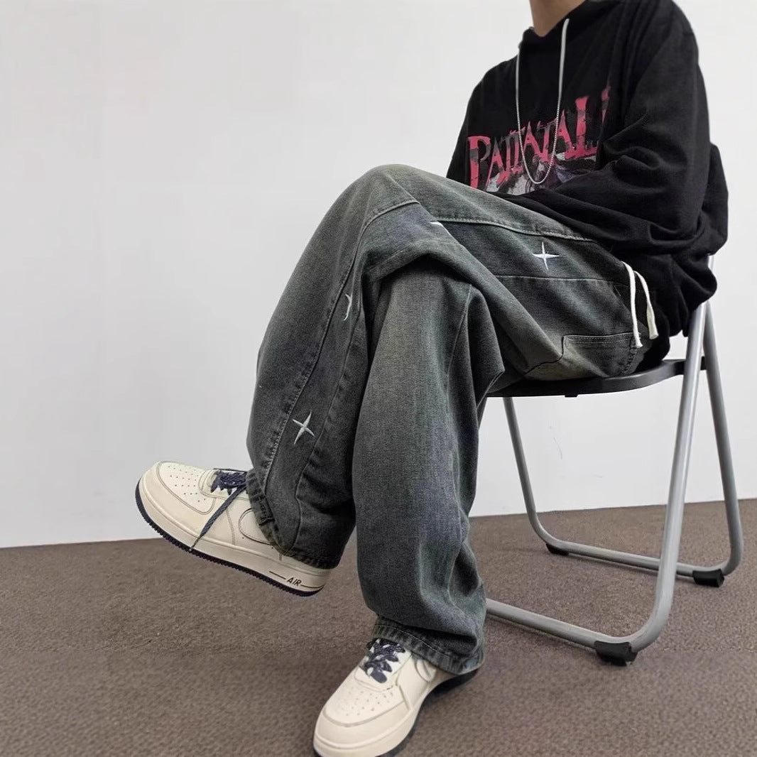 Women's Wide-Cut Jeans with Unique Mune Fashion Design
